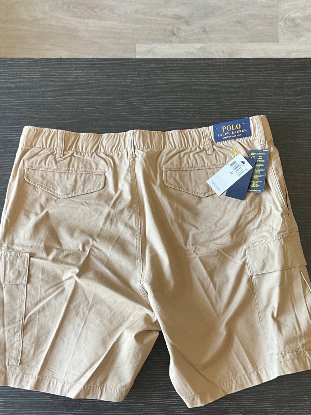 Men’s NWT Polo by Ralph Lauren Tan Cargo Drawstring Shorts